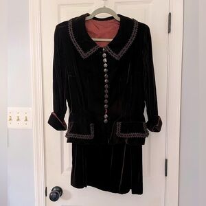Vintage Brown Velvet Suit Set